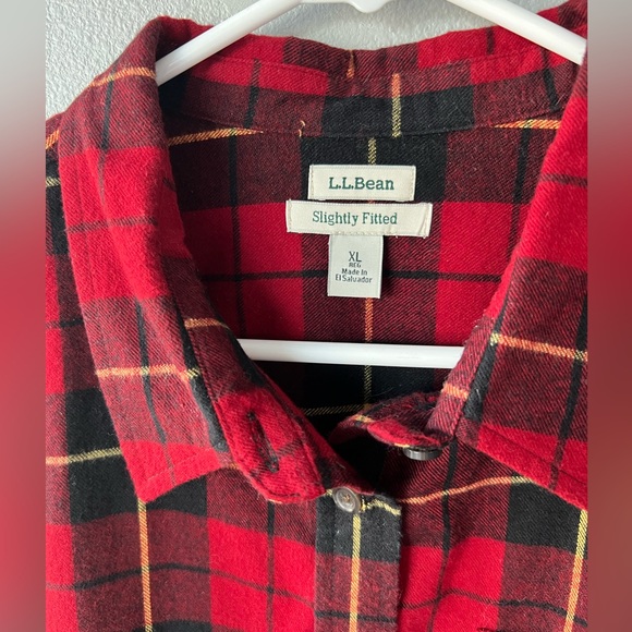 LL Bean red black plaid flannel button down long sleeve shirt Men’s Sz XL - Picture 4 of 5